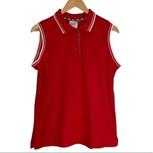 VINTAGE Jantzen Classics Made in USA Red White Sleeveless Polo Women’s Large